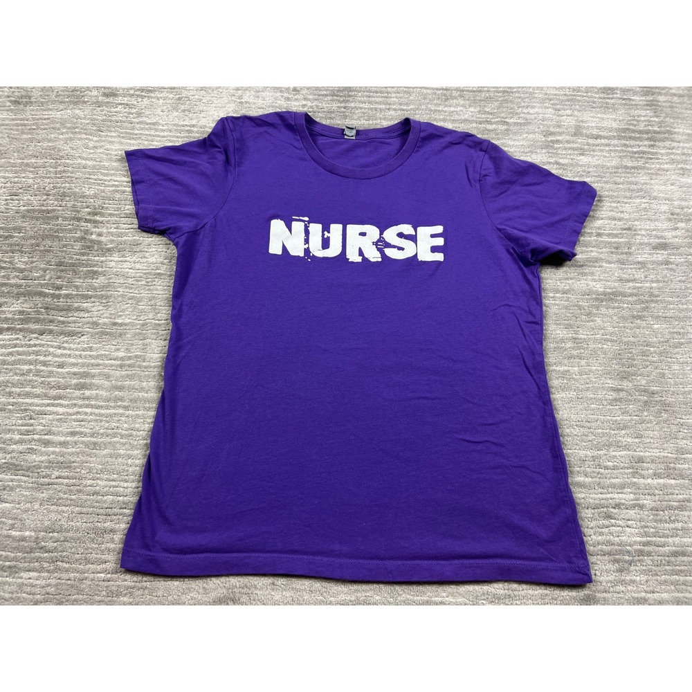 Next Level Apparel T-Shirt Women XXL Purple Nurse Skull Graphic Funny Tee Cotton